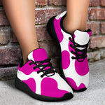 Hot Pink And White Cow Print Sport Shoes GearFrost