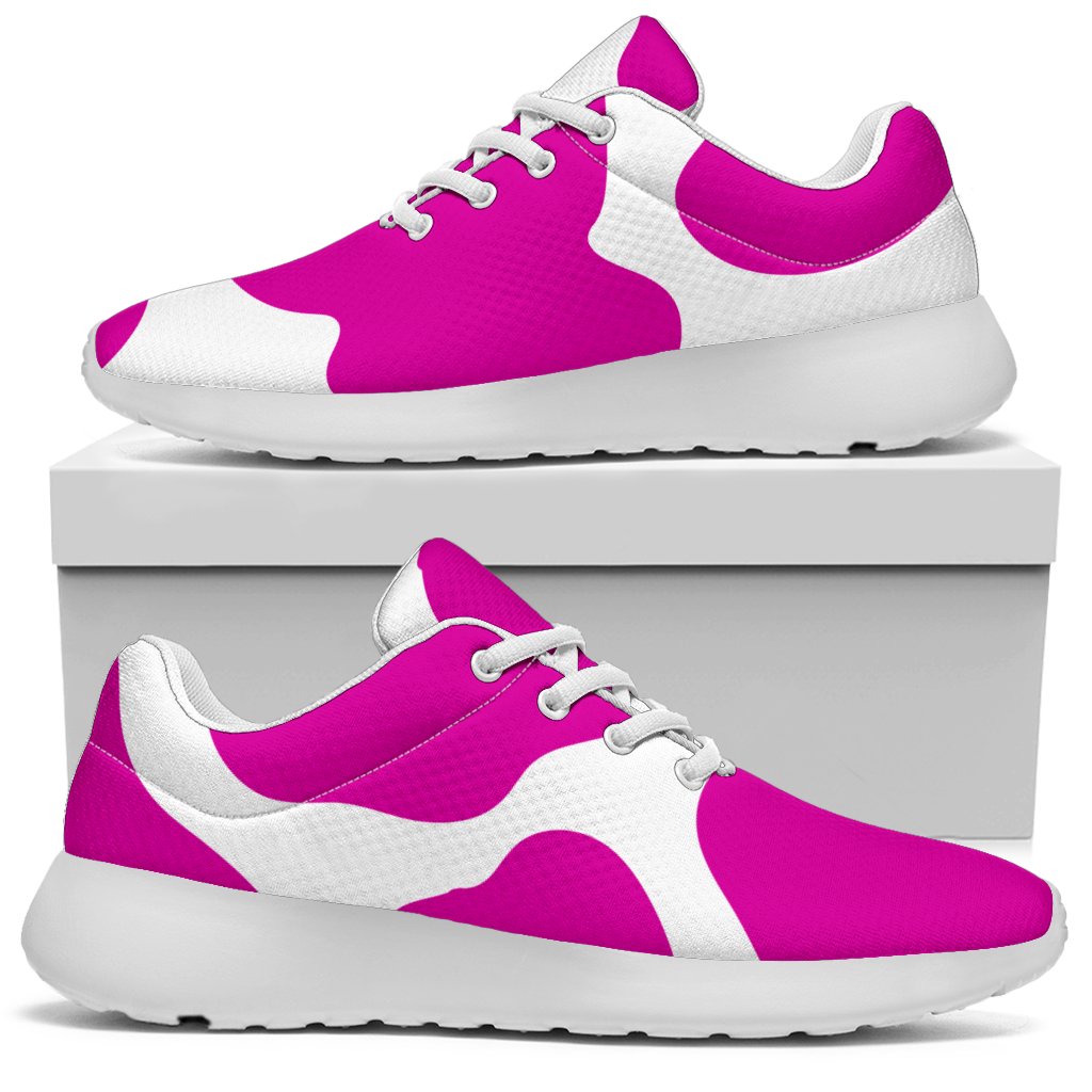 Hot Pink And White Cow Print Sport Shoes GearFrost