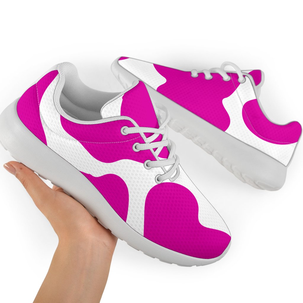 Hot Pink And White Cow Print Sport Shoes GearFrost