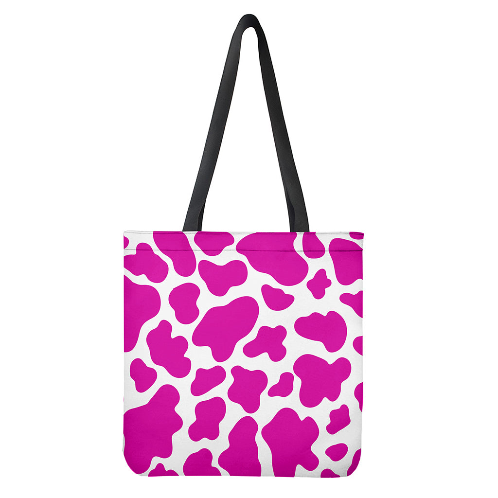 Hot Pink And White Cow Print Tote Bag