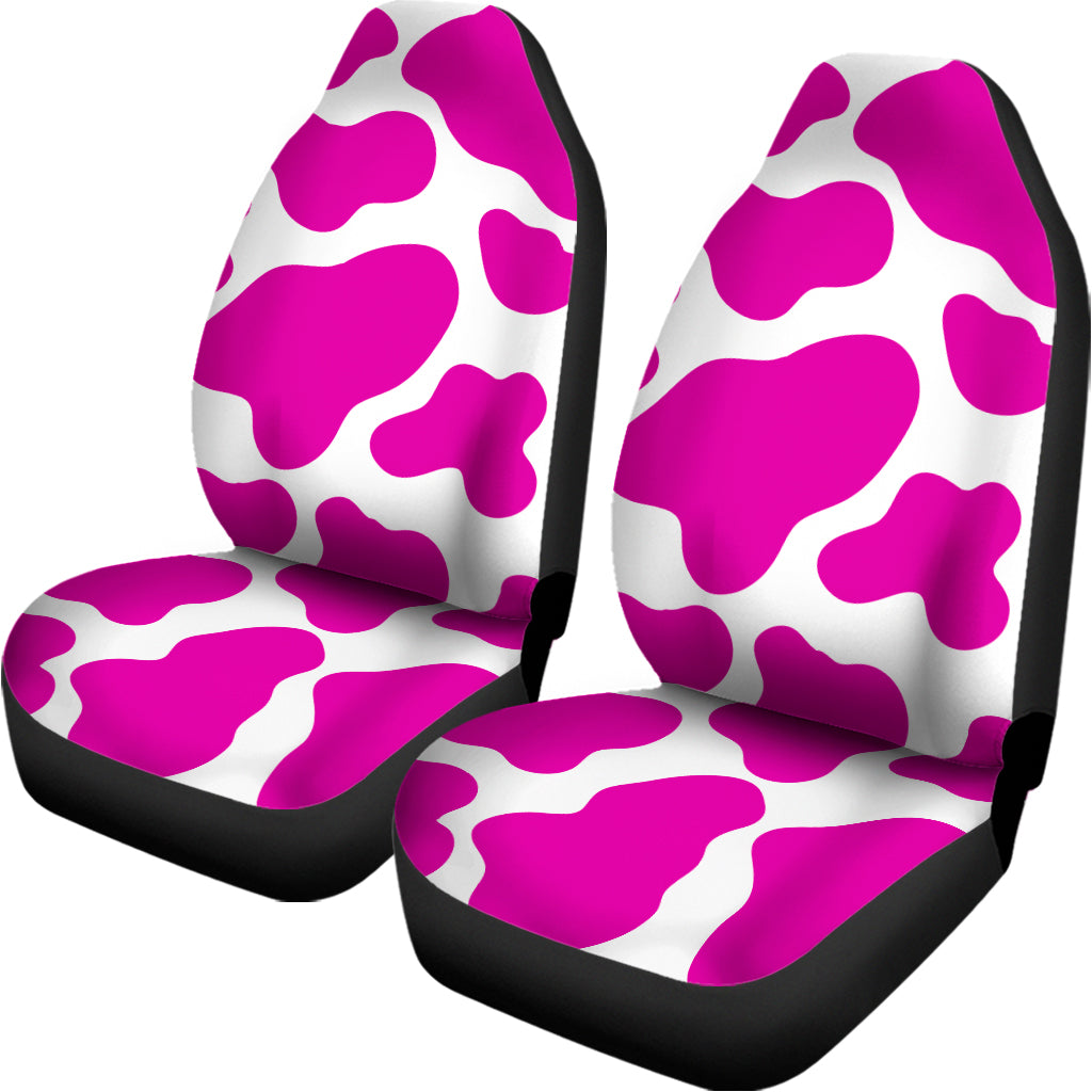 Hot Pink And White Cow Print Universal Fit Car Seat Covers