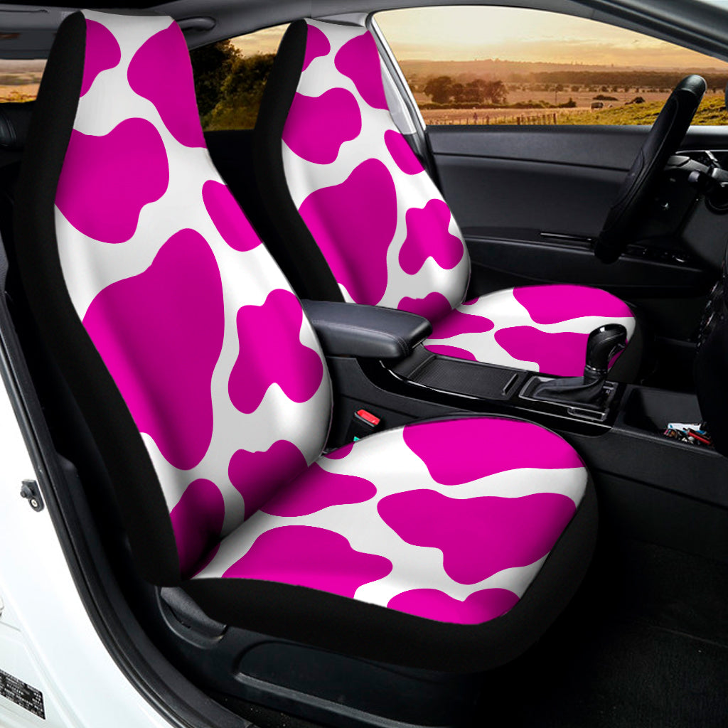 Hot Pink And White Cow Print Universal Fit Car Seat Covers