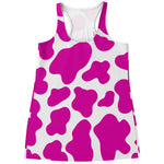 Hot Pink And White Cow Print Women's Racerback Tank Top