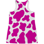Hot Pink And White Cow Print Women's Racerback Tank Top