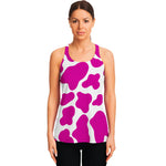 Hot Pink And White Cow Print Women's Racerback Tank Top