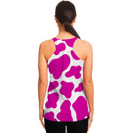 Hot Pink And White Cow Print Women's Racerback Tank Top