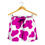 Hot Pink And White Cow Print Women's Shorts