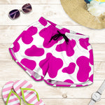 Hot Pink And White Cow Print Women's Shorts