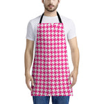 Hot Pink And White Houndstooth Print Apron