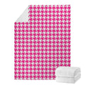 Hot Pink And White Houndstooth Print Blanket