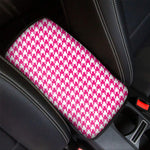 Hot Pink And White Houndstooth Print Car Center Console Cover