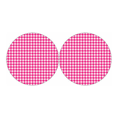 Hot Pink And White Houndstooth Print Car Coasters