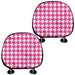 Hot Pink And White Houndstooth Print Car Headrest Covers
