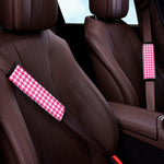 Hot Pink And White Houndstooth Print Car Seat Belt Covers
