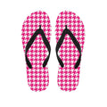 Hot Pink And White Houndstooth Print Flip Flops