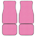 Hot Pink And White Houndstooth Print Front and Back Car Floor Mats