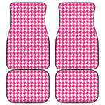Hot Pink And White Houndstooth Print Front and Back Car Floor Mats