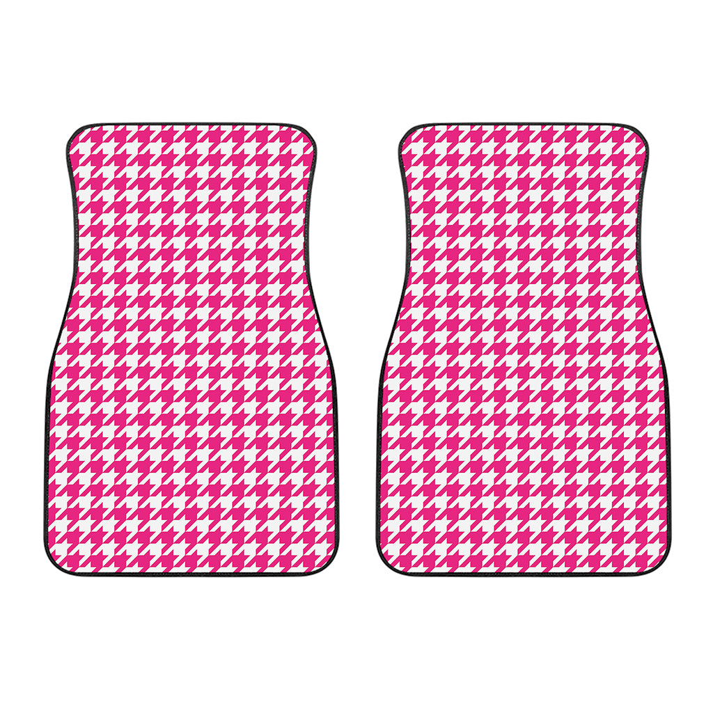 Hot Pink And White Houndstooth Print Front Car Floor Mats