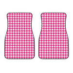 Hot Pink And White Houndstooth Print Front Car Floor Mats