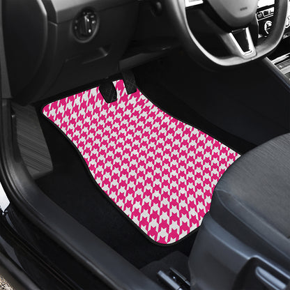 Hot Pink And White Houndstooth Print Front Car Floor Mats