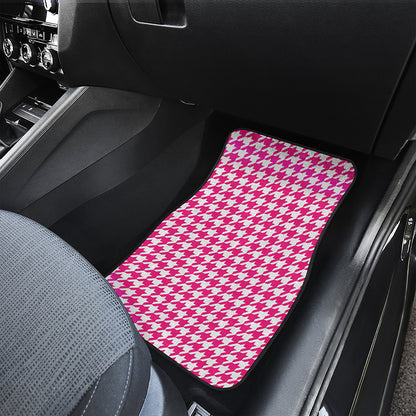 Hot Pink And White Houndstooth Print Front Car Floor Mats