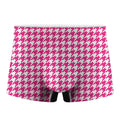 Hot Pink And White Houndstooth Print Men's Boxer Briefs