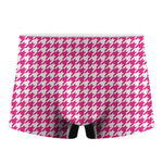Hot Pink And White Houndstooth Print Men's Boxer Briefs