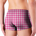Hot Pink And White Houndstooth Print Men's Boxer Briefs
