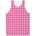 Hot Pink And White Houndstooth Print Men's Tank Top