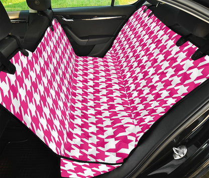 Hot Pink And White Houndstooth Print Pet Car Back Seat Cover