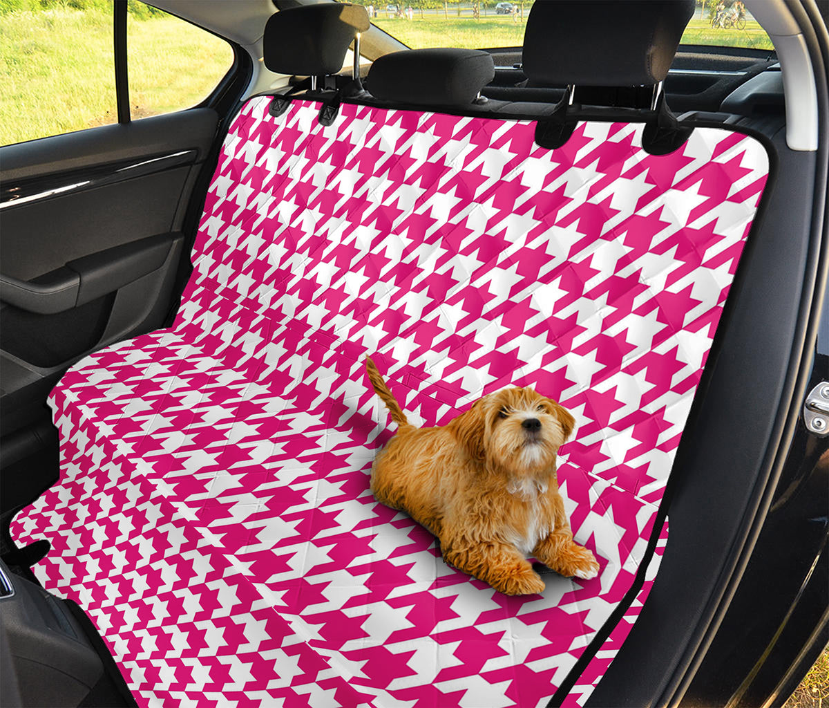 Hot Pink And White Houndstooth Print Pet Car Back Seat Cover