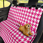 Hot Pink And White Houndstooth Print Pet Car Back Seat Cover