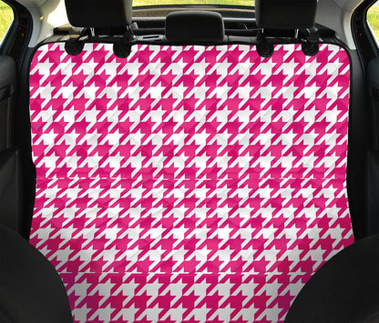 Hot Pink And White Houndstooth Print Pet Car Back Seat Cover