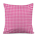 Hot Pink And White Houndstooth Print Pillow Cover
