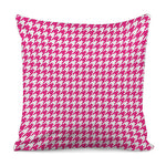 Hot Pink And White Houndstooth Print Pillow Cover