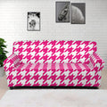 Hot Pink And White Houndstooth Print Sofa Cover