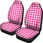 Hot Pink And White Houndstooth Print Universal Fit Car Seat Covers