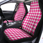 Hot Pink And White Houndstooth Print Universal Fit Car Seat Covers