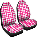Hot Pink And White Houndstooth Print Universal Fit Car Seat Covers
