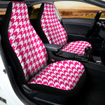 Hot Pink And White Houndstooth Print Universal Fit Car Seat Covers