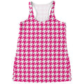 Hot Pink And White Houndstooth Print Women's Racerback Tank Top