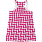 Hot Pink And White Houndstooth Print Women's Racerback Tank Top