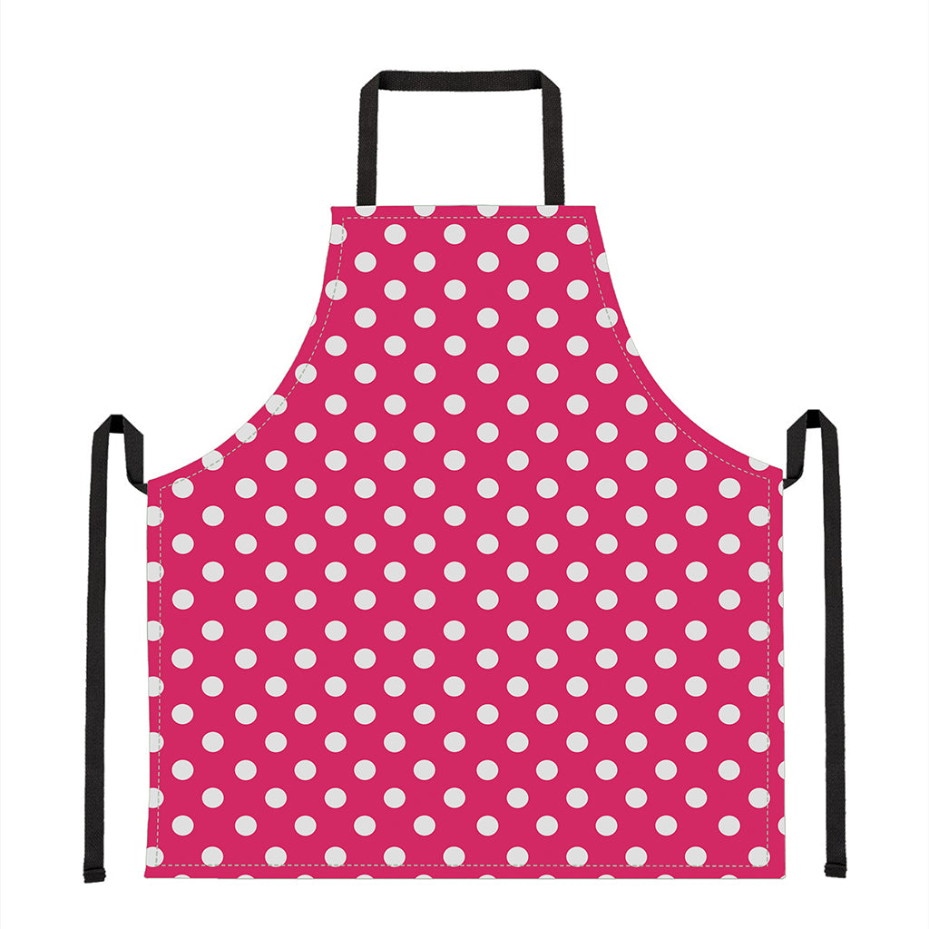 Hot Pink And White Polka Dot Print Apron