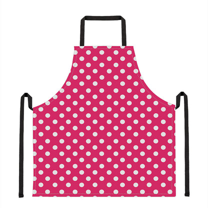 Hot Pink And White Polka Dot Print Apron