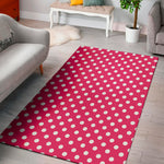 Hot Pink And White Polka Dot Print Area Rug