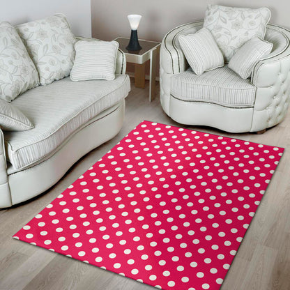 Hot Pink And White Polka Dot Print Area Rug