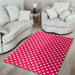 Hot Pink And White Polka Dot Print Area Rug