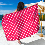 Hot Pink And White Polka Dot Print Beach Sarong Wrap