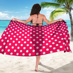 Hot Pink And White Polka Dot Print Beach Sarong Wrap