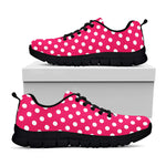 Hot Pink And White Polka Dot Print Black Sneakers